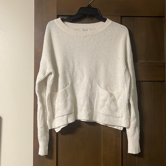 Madewell Patch Pocket Pullover Sweater In Off White Cream Size Small - Picture 4 of 7